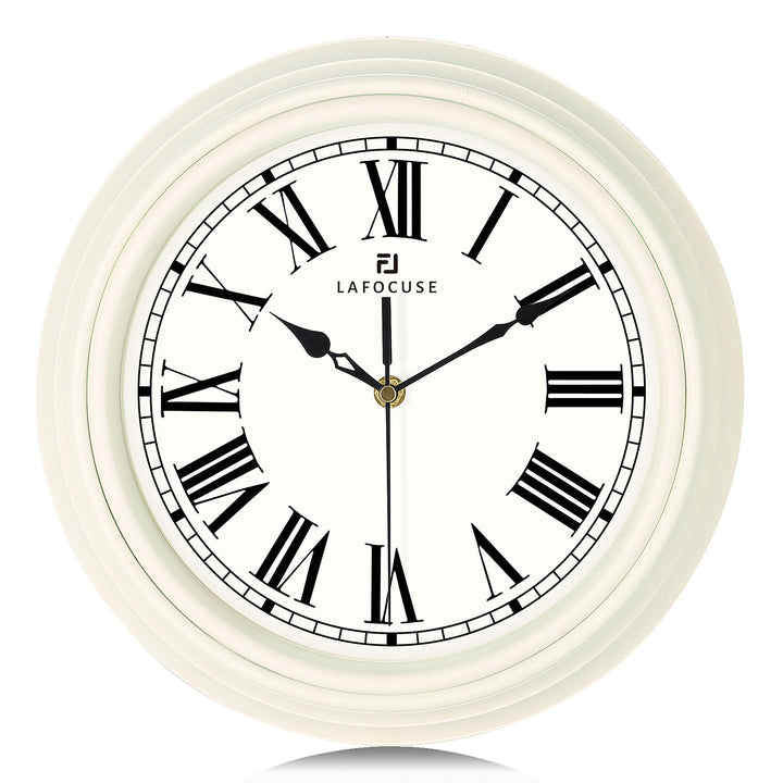 Lafocuse 30 cm Lautlos Wanduhr Römische Ziffern, Klassische Wanduhr Beige, Retro Wanduhr Ohne Tickge