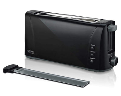 HAEGER Dark Sun 1000W Multifunktions-Toaster mit Steckplätzen, 6 Positionen und Fach Schwarz