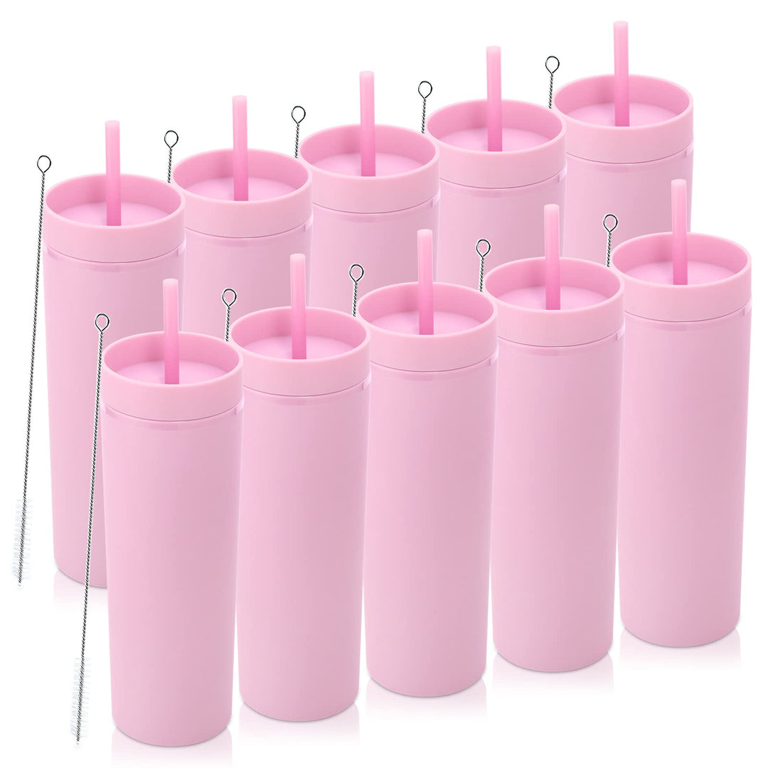 Volhoply 600 ml Trinkbecher mit Deckel und Strohhalm Zehnerpack,20oz Doppelwandiger Wiederverwendbar