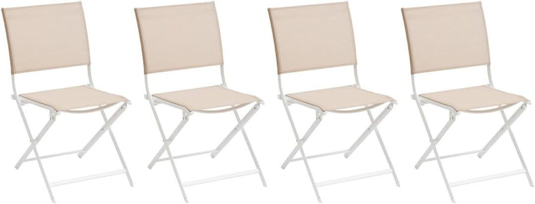 Hespéride Satz von 4 gartenklappstühlen axant leinen & weiss aus epoxybehandeltem Aluminium