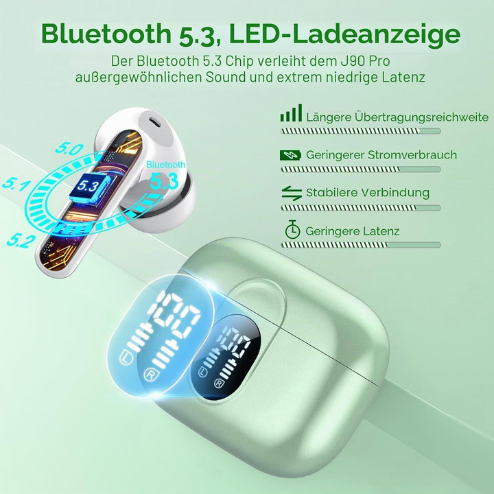 Csasan Bluetooth Kopfhörer, Kabellos Bluetooth 5.3 Deep Bass mit 4 ENC Mic, 40Std Spielzeit Touch Co