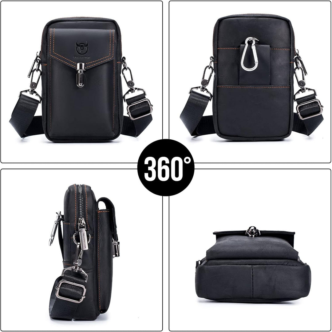 BAIGIO Handytasche Leder Vintage Gürteltasche Herren Hüfttasche Klein Schultertasche Umhängetasche R