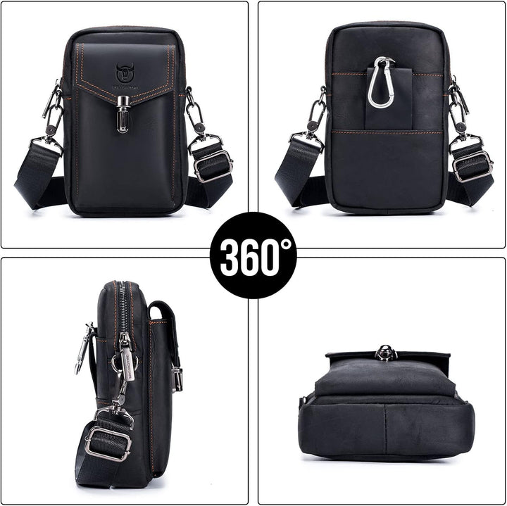 BAIGIO Handytasche Leder Vintage Gürteltasche Herren Hüfttasche Klein Schultertasche Umhängetasche R
