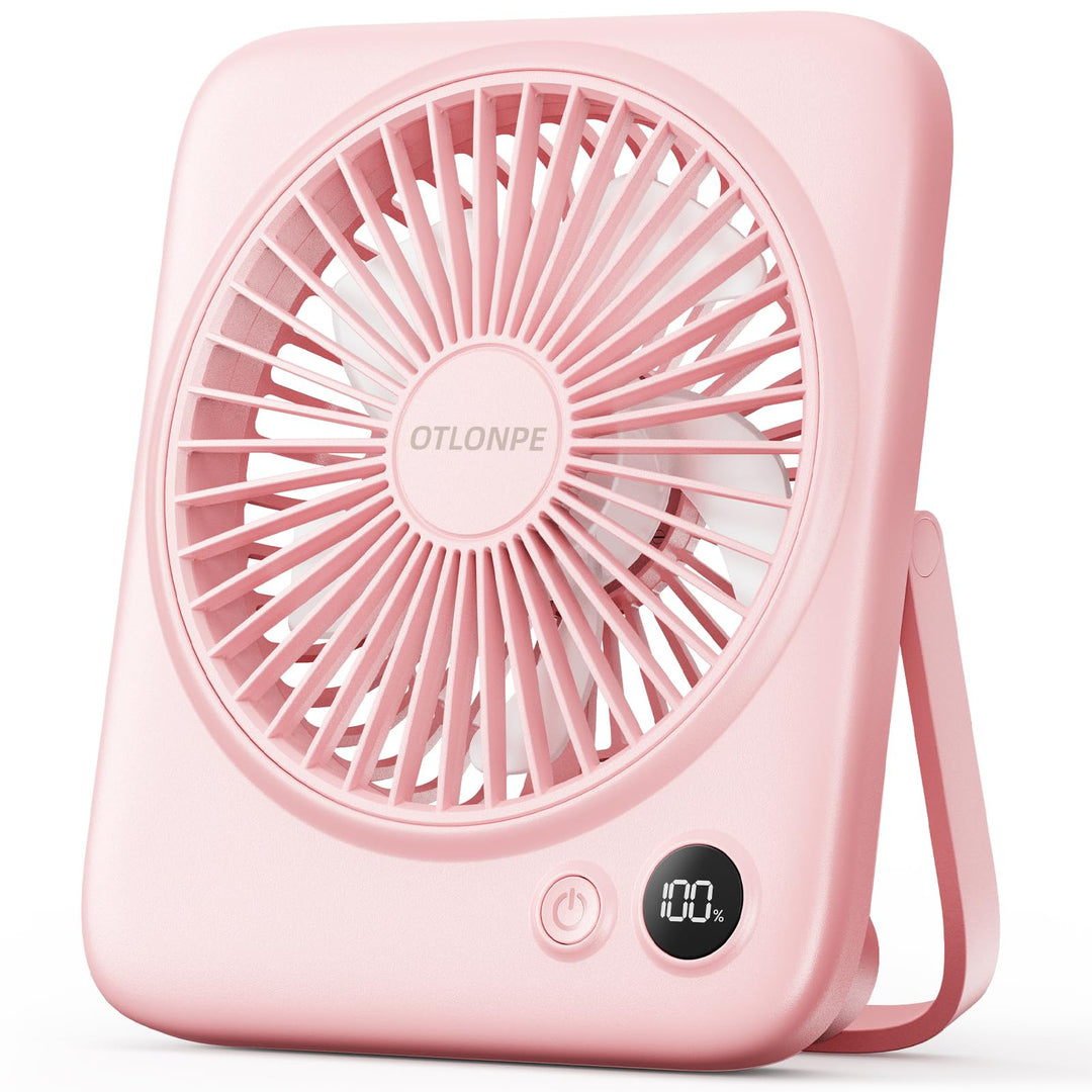 Otlonpe Tischventilator Leise, 4000mAh Akku Tisch Ventilator Tragbar, 23H Laufzeit Tischventilatoren
