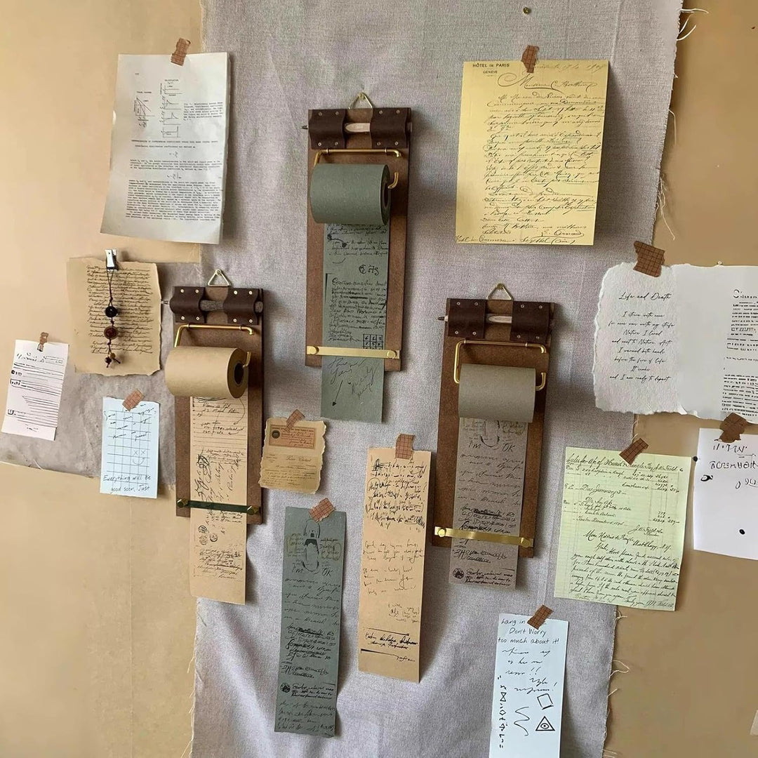 Küchen-Klemmbrett, Retro-Notizblock, Nachrichtenbrett, Wandmontage, Notizpapier mit Papierrolle, Hol