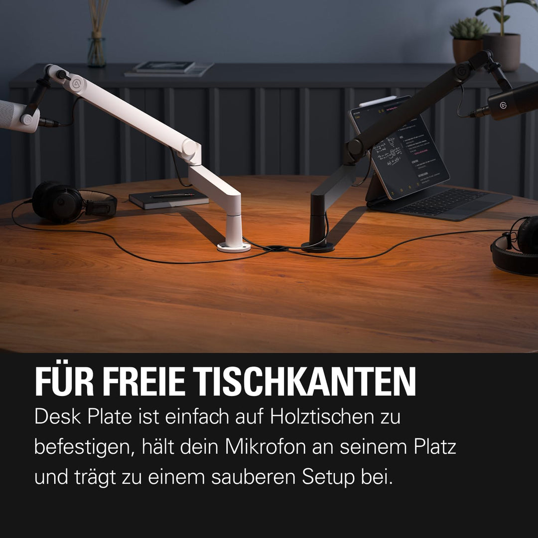 Elgato Wave Desk Plate White - Flanschmontage für Elgato Mikrofonarme, einfache Schraubbefestigung,