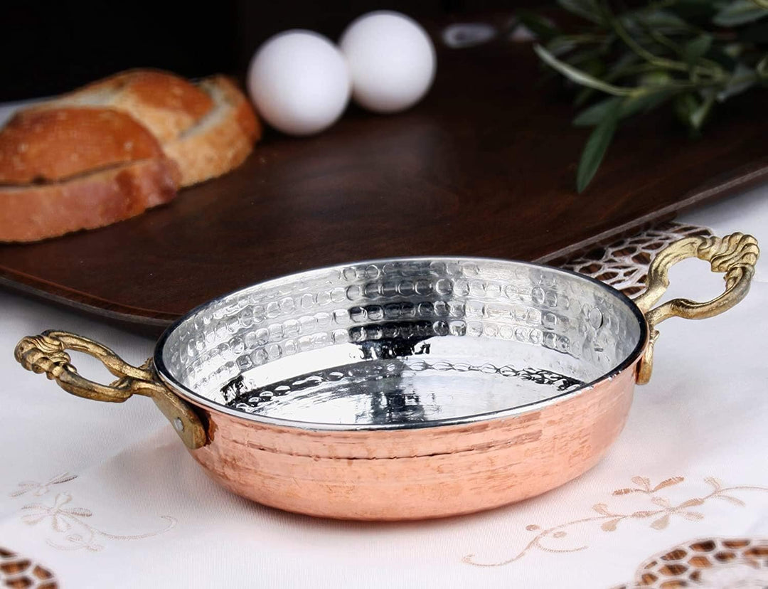 CasaXXl 3er Set Kupferpfanne türkisch aus massivem Kupfer - traditionelle Eierpfanne im Pfannen Set
