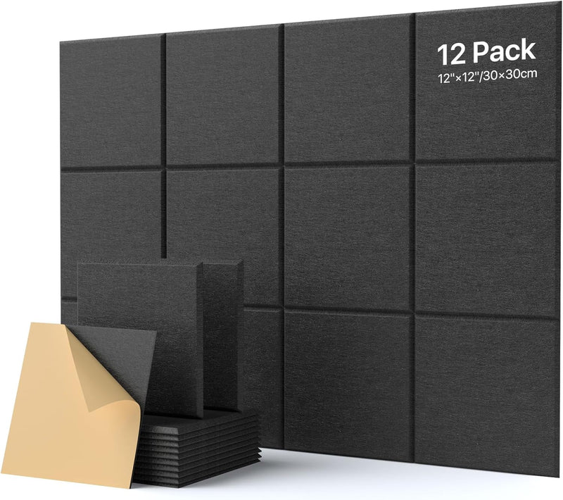 Akustikplatten Selbstklebend 12 Stück Schalldämmung Schallschutz Wand Hohe Dichte Polyester Akustikp