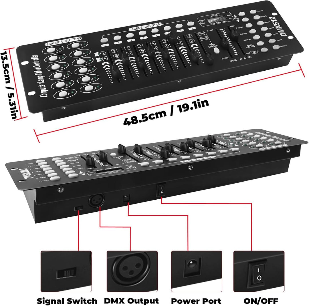 UKing DMX Controller, 192 Kanäle DMX512 Controller Konsole 240 Szenen für MINI DMX-Controller DMX-Li