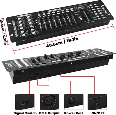 UKing DMX Controller, 192 Kanäle DMX512 Controller Konsole 240 Szenen für MINI DMX-Controller DMX-Li