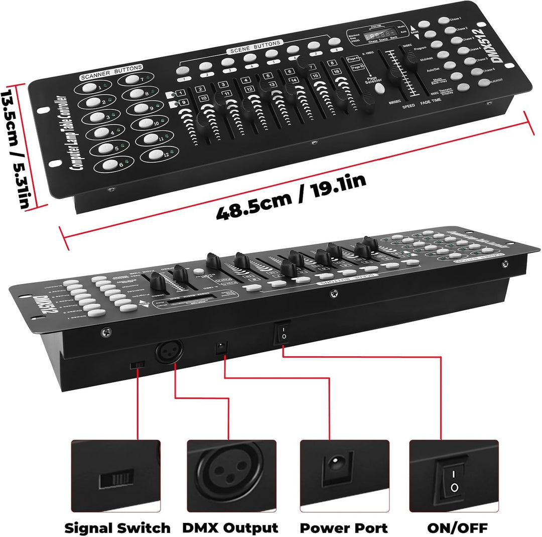 U`king DMX512 Controller, 192 Kanäle DMX512 Controller Konsole Voice-aktiviert für Lichteffekt Bühne