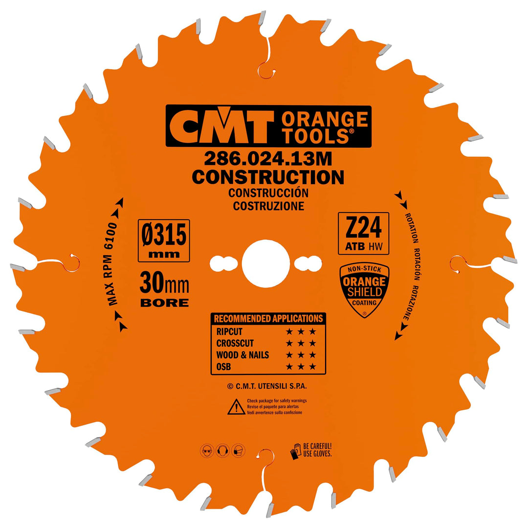 CMT Orange Tools 286.024.13 M Kreissägeblatt für den Bau, 315 x 3,2 x 30 mm, Z 24 ATB