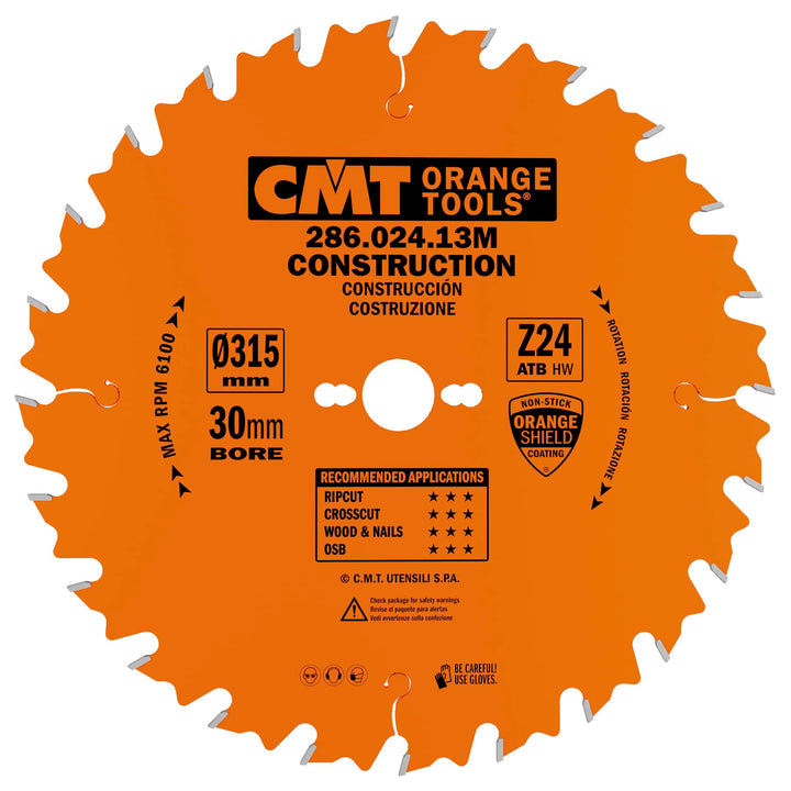 CMT Orange Tools 286.024.13 M Kreissägeblatt für den Bau, 315 x 3,2 x 30 mm, Z 24 ATB