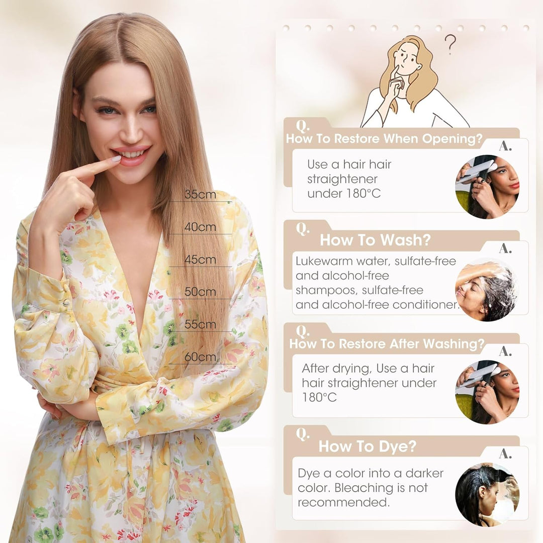 Elailite Bonding Extensions Echthaar Keratin U-Tip Haarverlängerung 100% Menschenhaar 1g/Strähne 24'