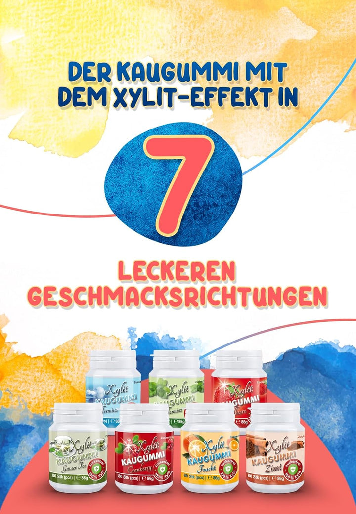 Xylitquelle Zahnpflegekaugummi PFEFFERMINZ | 3 x 80 Stk | 100% Xylit für angenehmen Atem | zuckerfre
