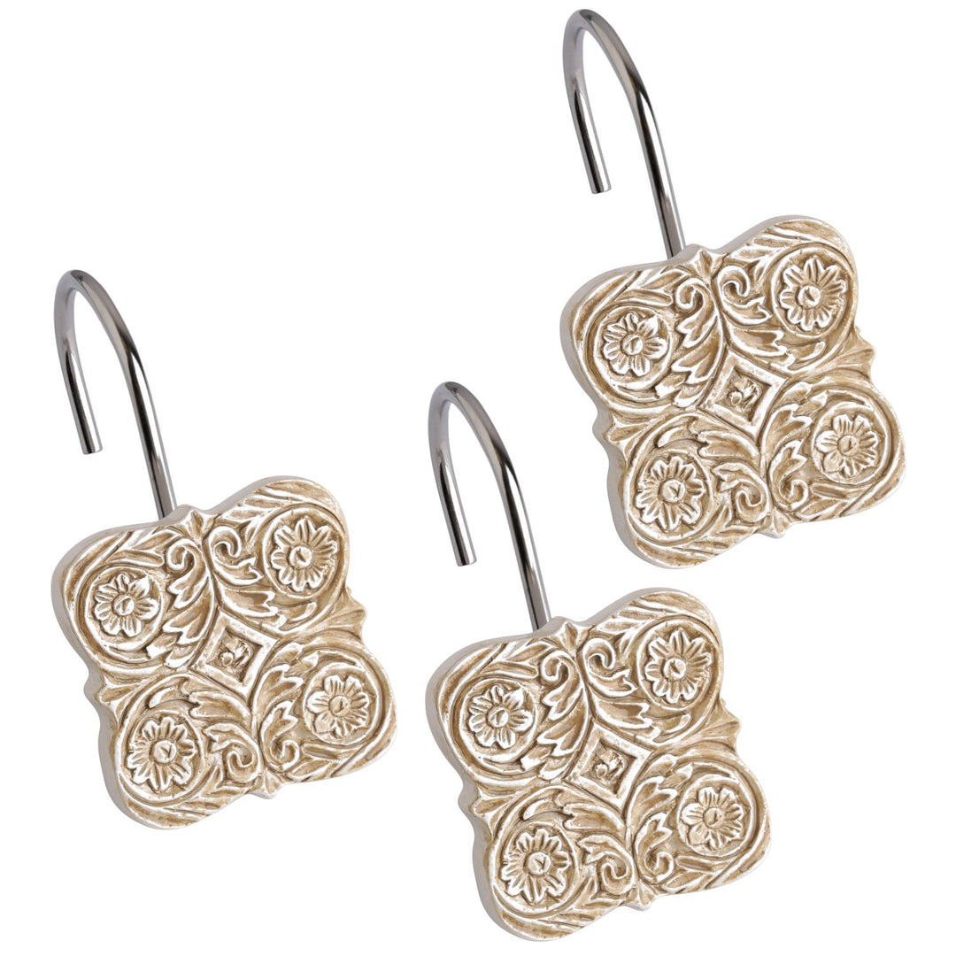 Creative Scents Victoria Dekorative Duschhaken, Set mit 12 Stück beige, Duschvorhanghaken