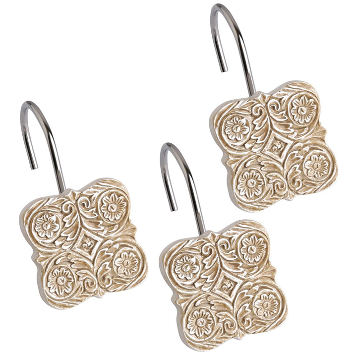 Creative Scents Victoria Dekorative Duschhaken, Set mit 12 Stück beige, Duschvorhanghaken