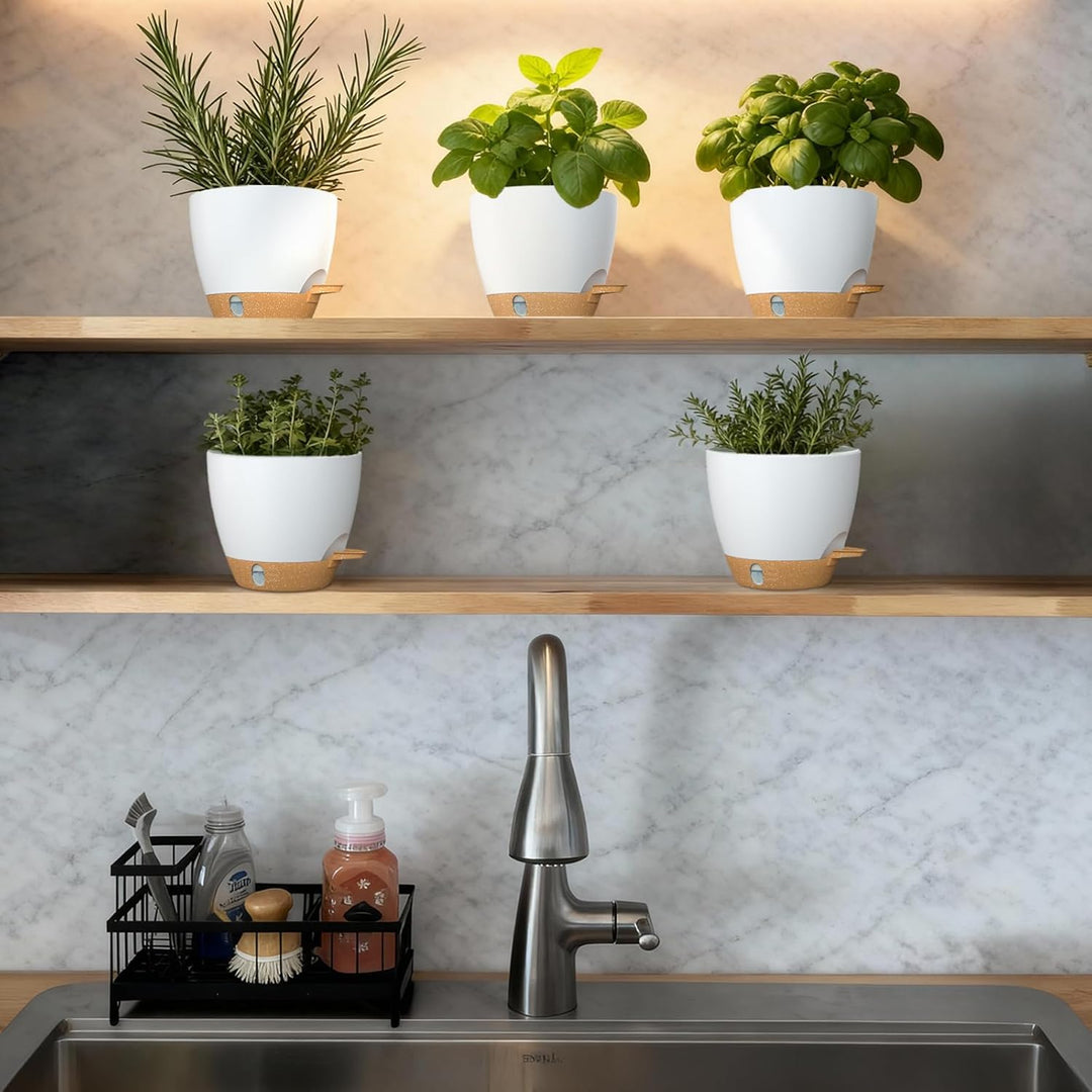 ZMTECH 15 cm Kunststoff-Pflanztöpfe mit Selbstbewässernde Pflanztöpfe mit Abflusslöchern und herausn