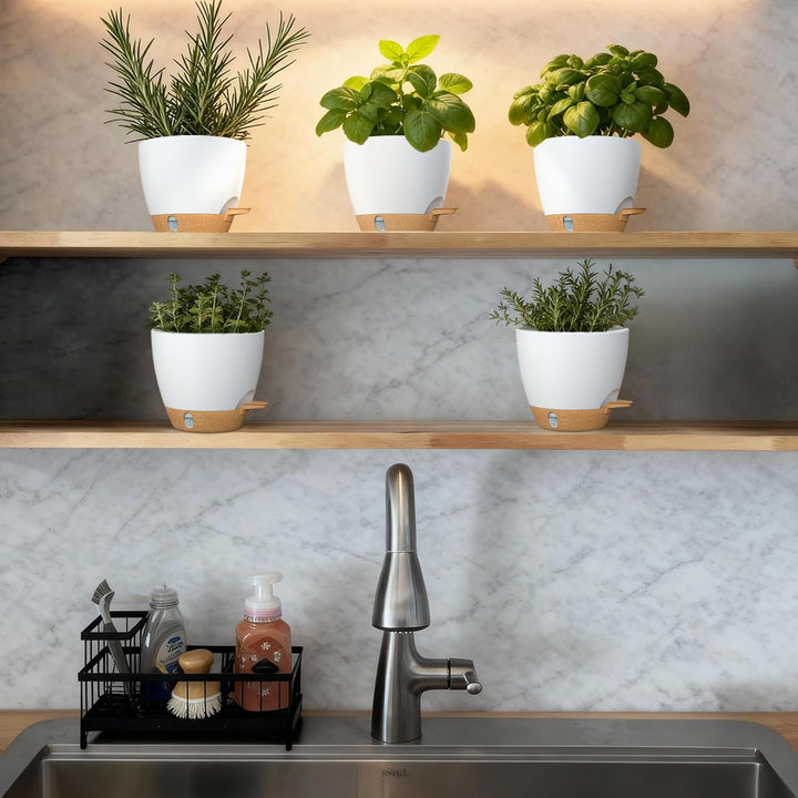 ZMTECH 15 cm Kunststoff-Pflanztöpfe mit Selbstbewässernde Pflanztöpfe mit Abflusslöchern und herausn