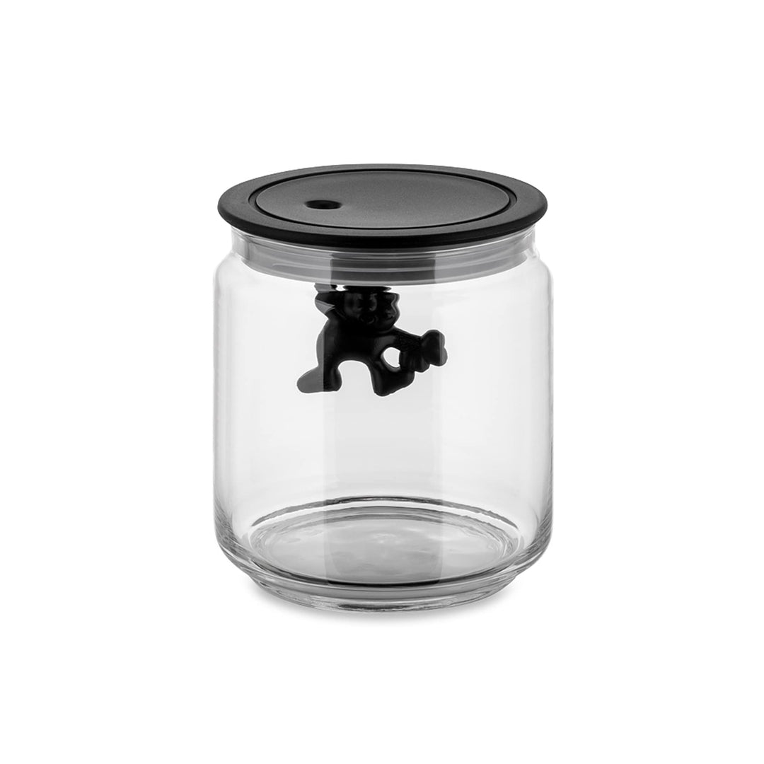 Alessi AMDR04 B Gianni a little man holding on tight, Küchendose mit abgedichtetem Deckel Glas , Sch