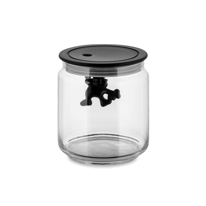Alessi AMDR04 B Gianni a little man holding on tight, Küchendose mit abgedichtetem Deckel Glas , Sch