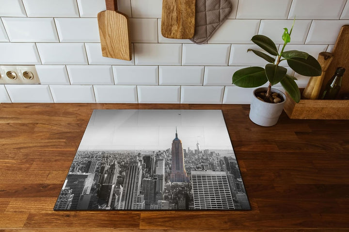 traumhafte Empire State Building Herdabdeckplatte & Spritzschutz aus Echtglas | Für Herd-Kochfelder