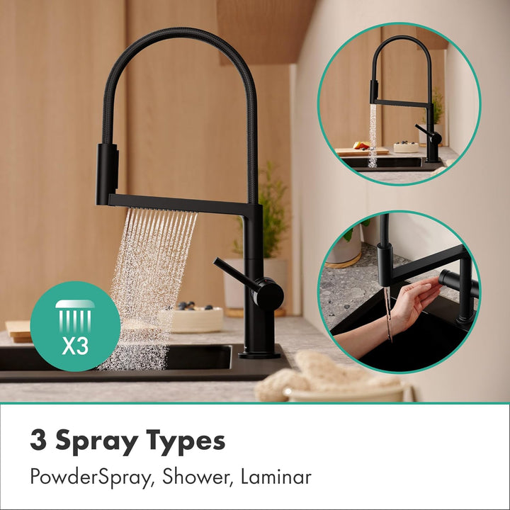 hansgrohe Talis Select M54 PowderSpray Küchenarmatur mit flexiblem Auslauf und Brause, SemiPro, 3 St