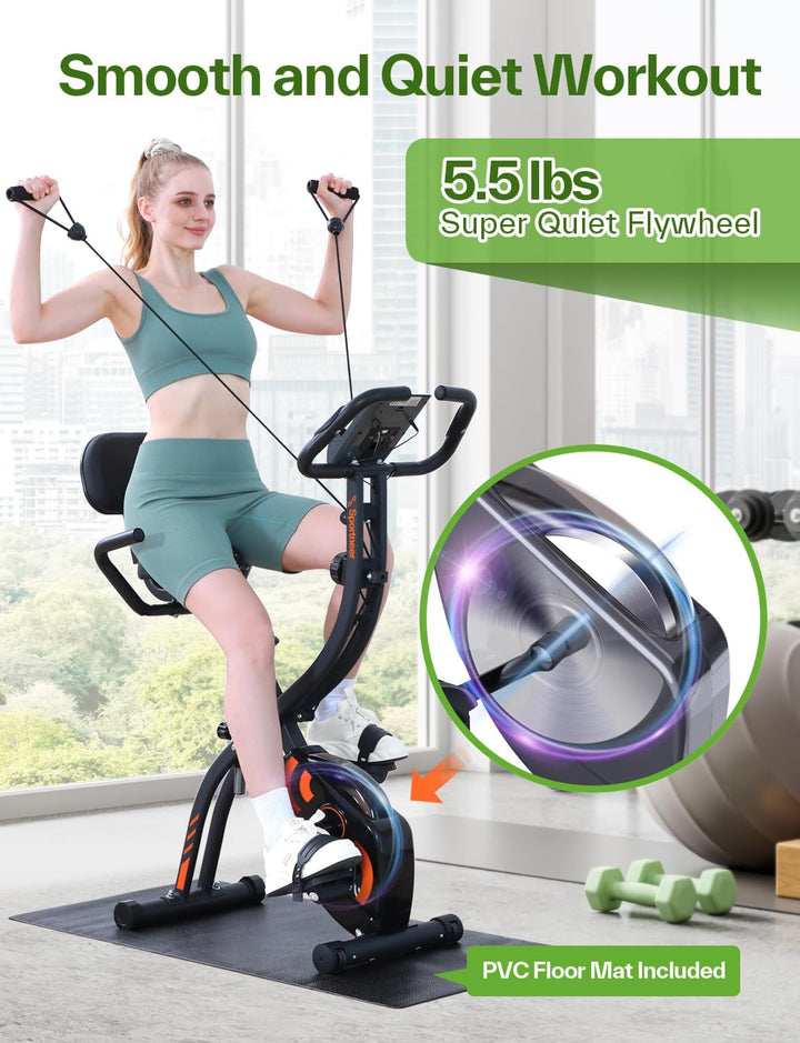 Sportneer Heimtrainer Fahrrad Klappbar, 4-in-1 Ergometer Heimtrainer, Spinning Bike Indoor mit 16 Wi