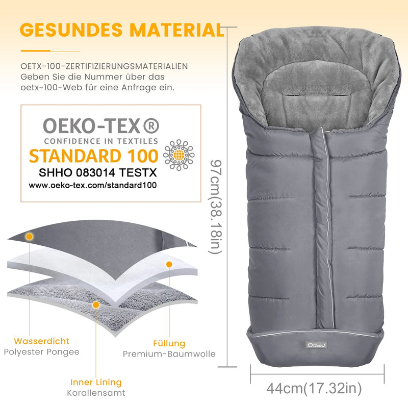 Orzbow Fusssack für Kinderwagen Buggy,Baby Fusssack Schlafsack,Babyfusssack für Babyschale,Winterfus