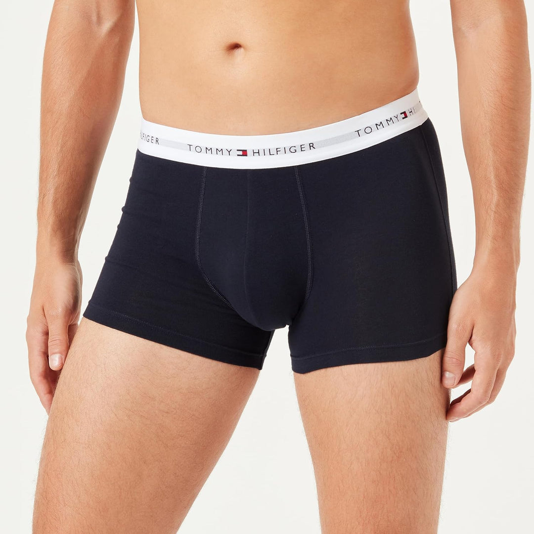 Tommy Hilfiger Herren 3er Pack Boxershorts Trunks Unterwäsche M Blau (D Sky/Dp Ind/A Silver/ Frwks/W