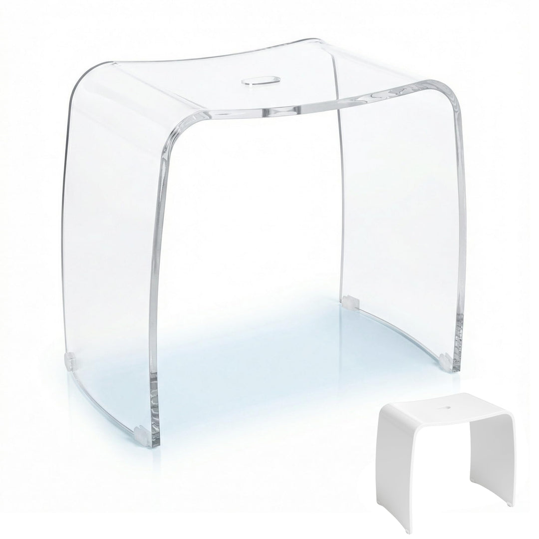 Badhocker Meran XL – transparenter Acrylhocker mit extra grosser Sitzfläche – moderner Duschhocker m