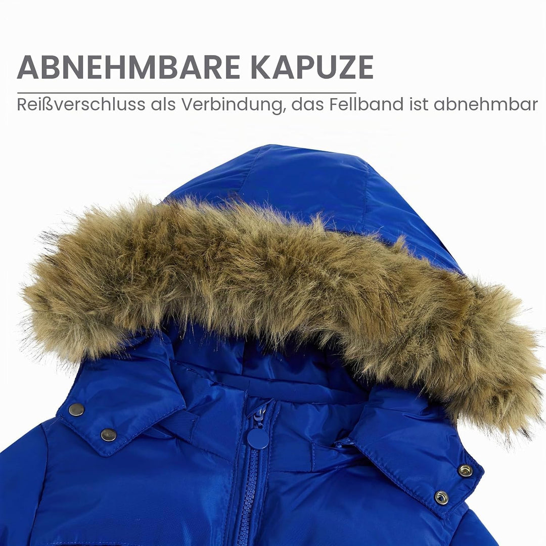 Baby Mädchen Jungen Daunenjacke Schneeanzug mit Künstliches Fell Kaputze Bekleidungsset Kleinkind Ve