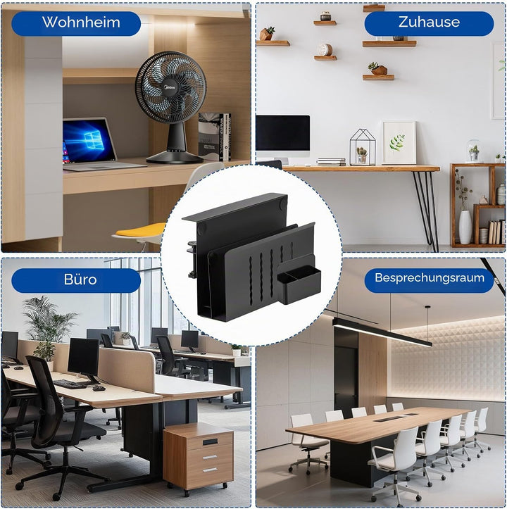 Schreibtisch Seitenaufbewahrung, Metall Laptop Halterung ohne Bohren mit magnetischem Stifthalter, U
