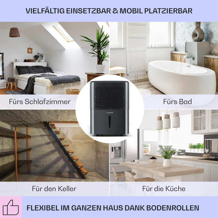 Klarstein Luftentfeuchter & Luftreiniger Elektrisch, 10 L Raumentfeuchter Klein für Wohnung Schlafzi