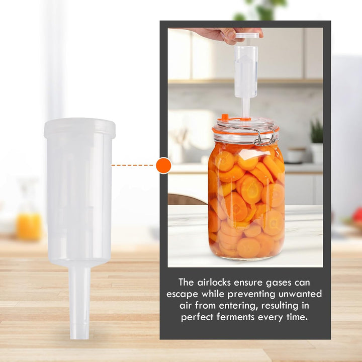 Ark miido 1,5-Liter-Fermentiergläser mit Gärspund und Deckeln, Fermentier-Set aus Glas mit 2 Holzstä