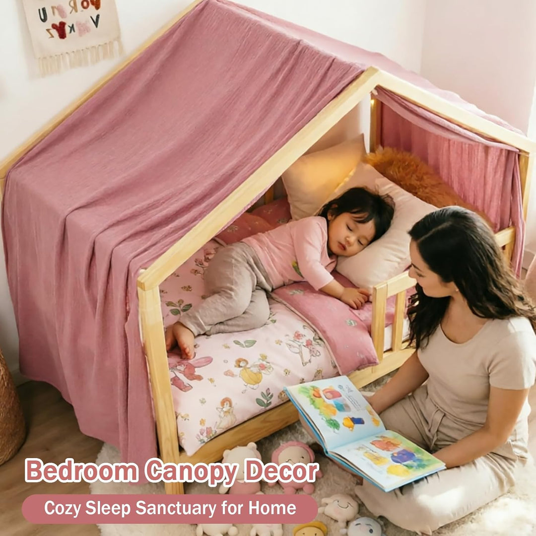 Baldachin aus 100% Baumwolle für Kinderzimmer Betthimmel für Hausbett & Kinderbett Himmelbett Vorhän