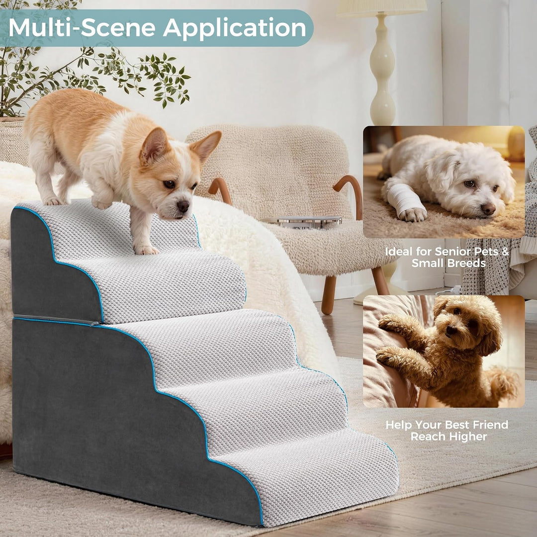 Hundetreppe &amp; Rampe für hohes Bett &amp; Sofa, 33-61 cm abnehmbare Haustiertreppe für kleine &amp; mittlere