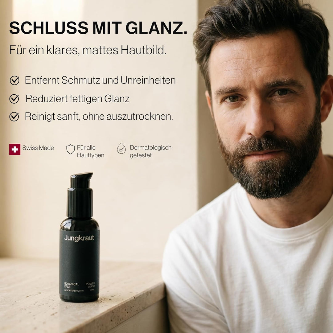 JUNGKRAUT Botanical Power Face Wash 1x100ml Männer Gesichtsreinigung | Natürliches Männer Waschgel g