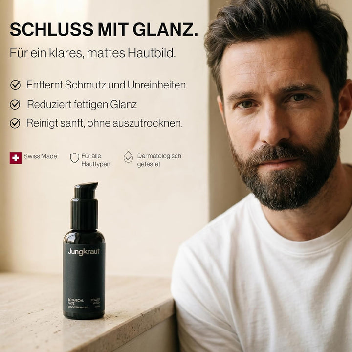 JUNGKRAUT Botanical Power Face Wash 1x100ml Männer Gesichtsreinigung | Natürliches Männer Waschgel g