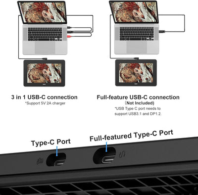 UGEE U1600 Grafiktablett mit 15,4' Full HD Stift-Display, voll laminiertes (1.920 x 1.080)-kompatibe