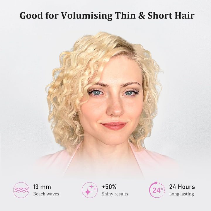 janelove 13mm mini Welleneisen für haare, Keramik mini Lockenstab für kurze haare, 180°C/210°C, 30s