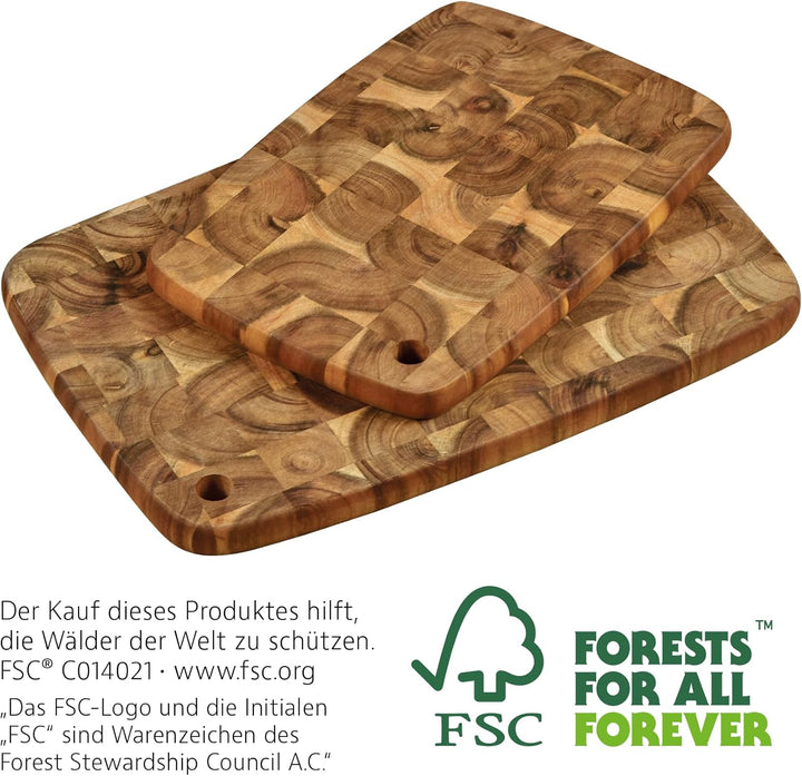 KESPER | Schneidebretter 2er Set, Material: Akazienholz, Masse: 40 x 28 x 2 cm, 32 x 22 x 2 cm, Farb