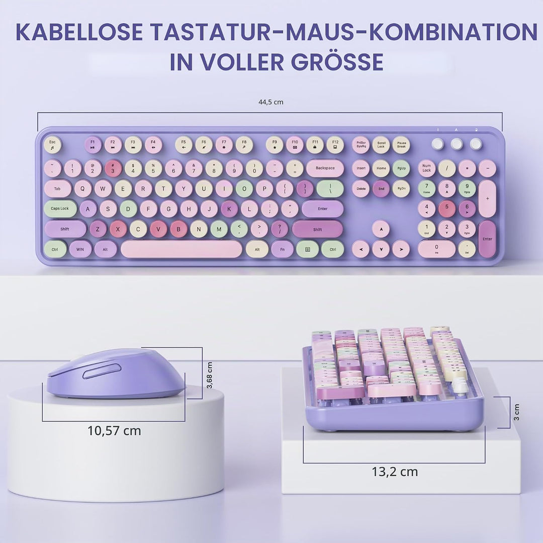 Niedlich Kabellose Tastatur und Maus, Amerikanisch QWERTY,104 Schreibmaschinentastatur in Voller Grö