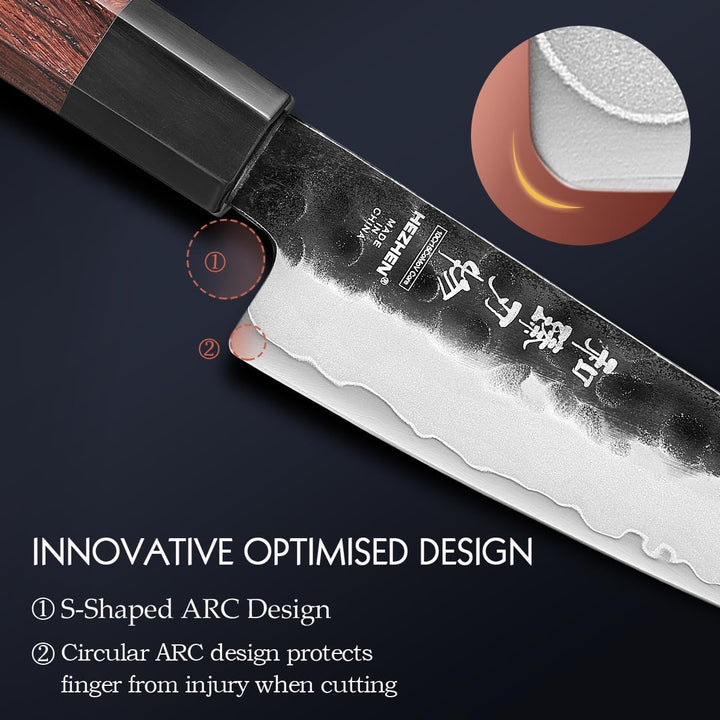 HEZHEN 15CM Allzweckmesser, Plattierter Stahl Verbundwerkstoff Schmiedestahl Universalmesser, Schälm