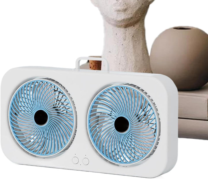 Schreibtischventilator,Luftkühler Mit Doppelkopf-Design & Tragbar - USB-Aufladbarer Leiser Ventilato