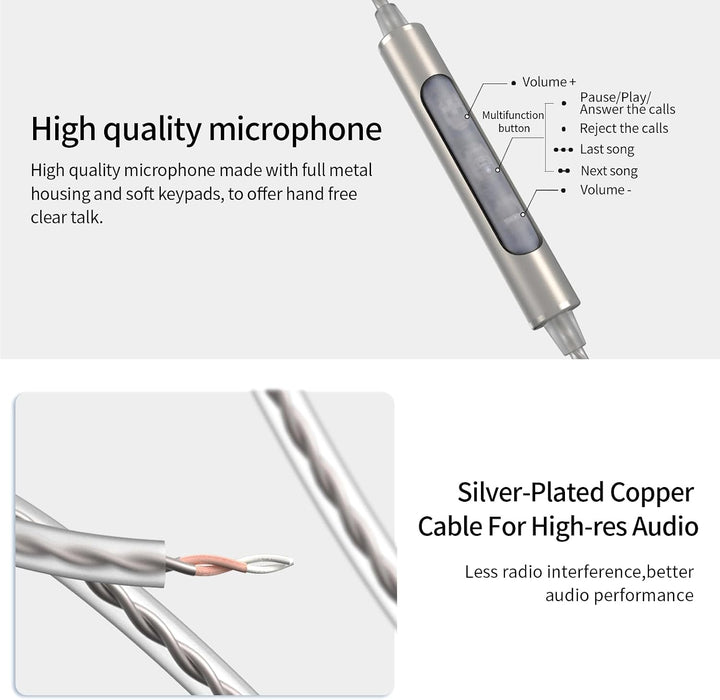 SoundMAGIC E80D Typ-C Ohrhörer mit Mikro, High-Res-DAC, Hi-Fi, Dunkelsilber | Glasklare Anrufe, High
