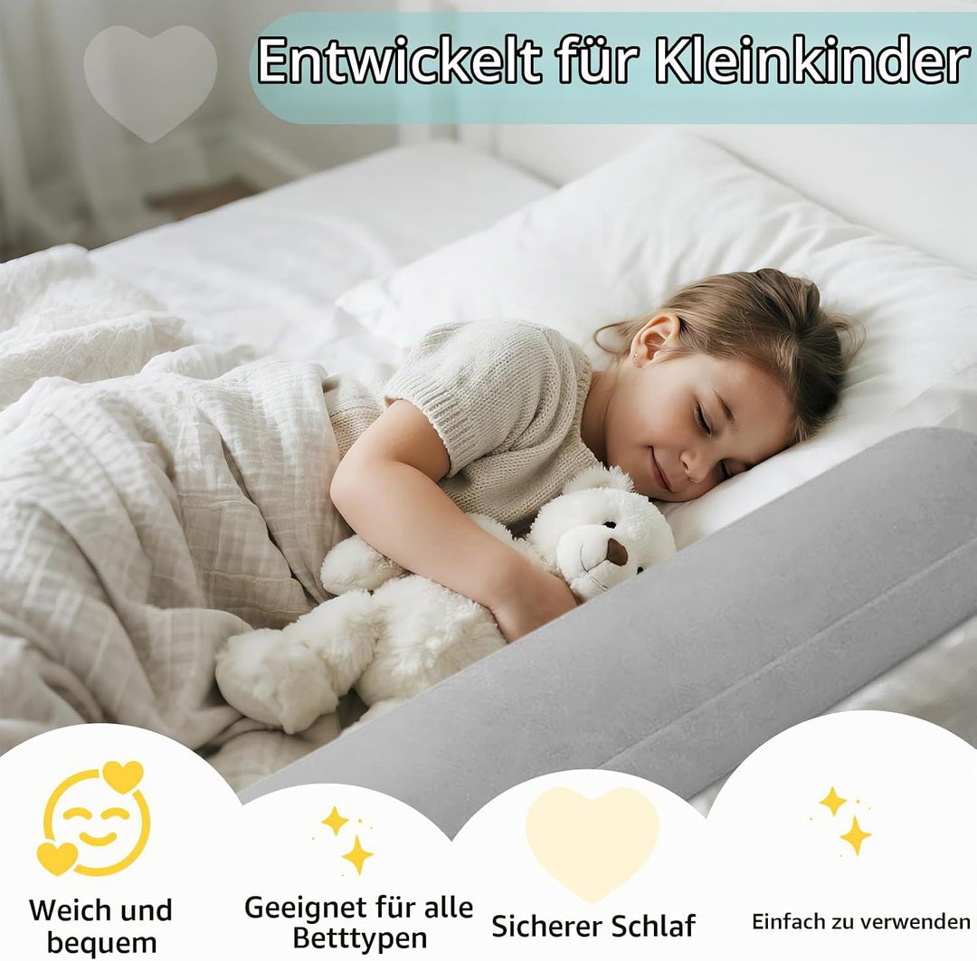 Bettschutzgitter Für Kinder, Aufblasbarer Rausfallschutz Bett Reise, Schutzkissen Bed Bumper mit rut