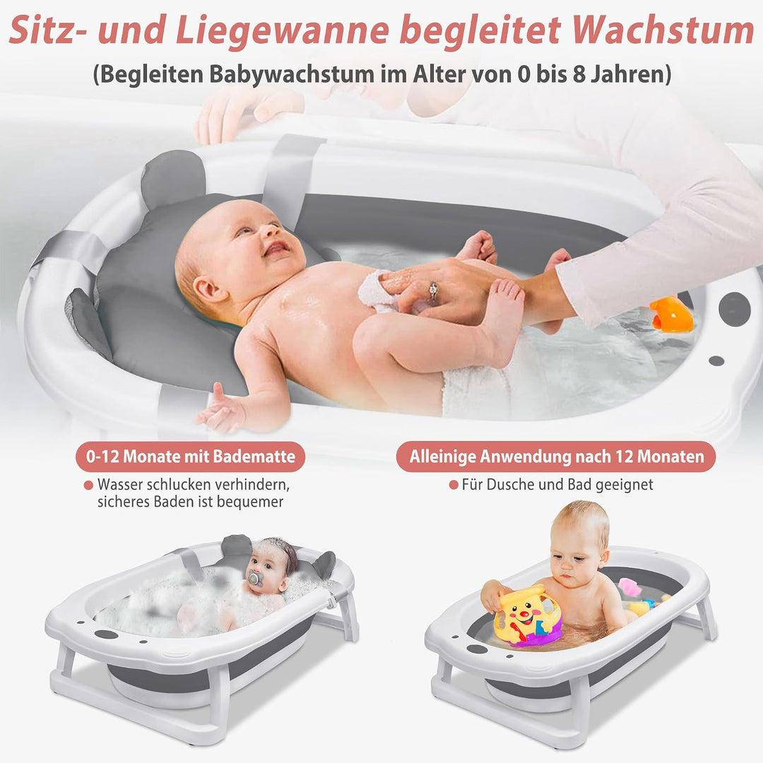Baby Badewanne Faltbare,Babywanne 82 * 50 * 20cm,stabiles PP&amp;TPE Plastik,platzsparendm,Badewanne für