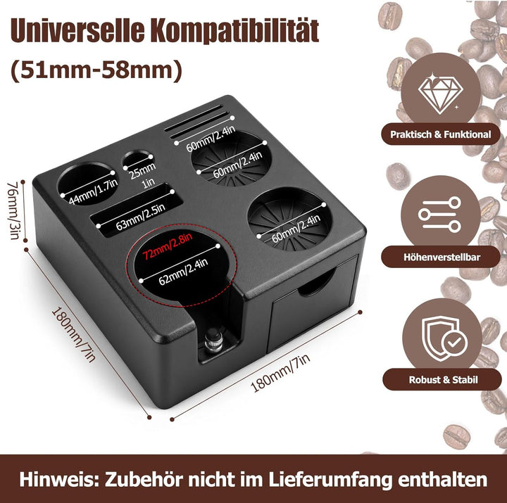 Tamperstation 51-54mm/58mm für Siebträger, Espresso Tamping Station aus ABS, Tamper Station Barista