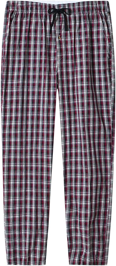 MoFiz Herren Schlafanzughose Baumwolle und Polyester Pyjamahose Lange Karierte Freizeithose Loungeho